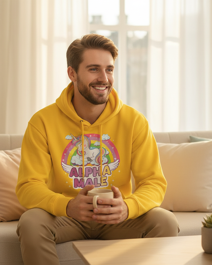 alpha male sleeping unicorn hoodie - in-use
