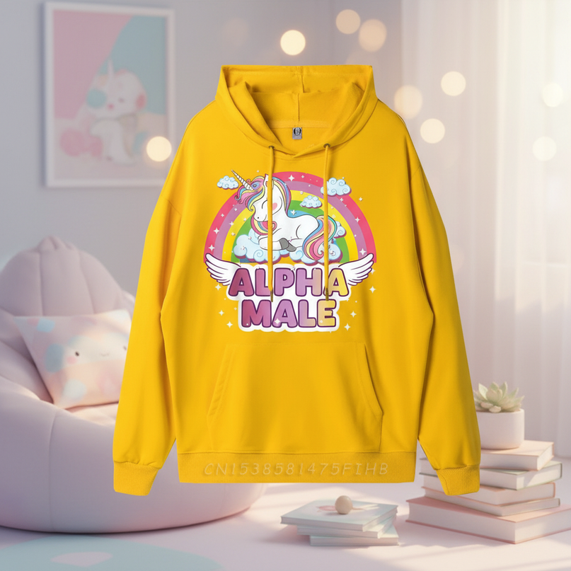 alpha male sleeping unicorn hoodie - lifestyle