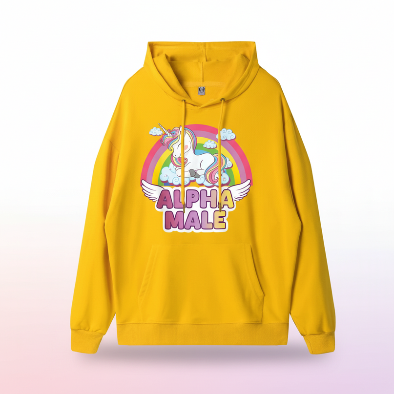 alpha male sleeping unicorn hoodie - white-bg