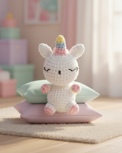 amigurumi unicorn plush - lifestyle