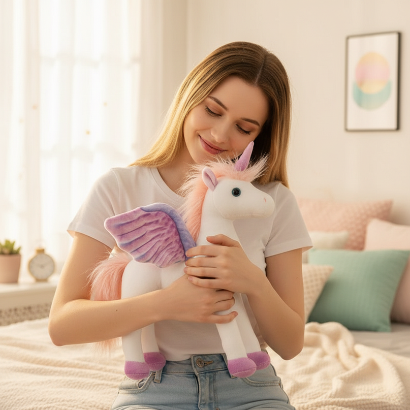 angel unicorn plush - in-use