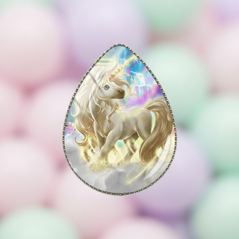 angelic unicorn earrings - detail