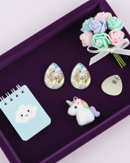 angelic unicorn earrings - flat-lay