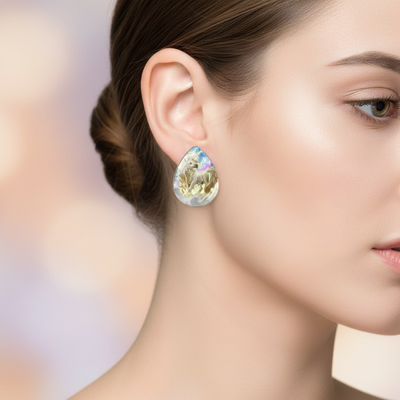 angelic unicorn earrings - in-use