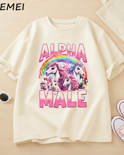 angry unicorn shirt - flat-lay