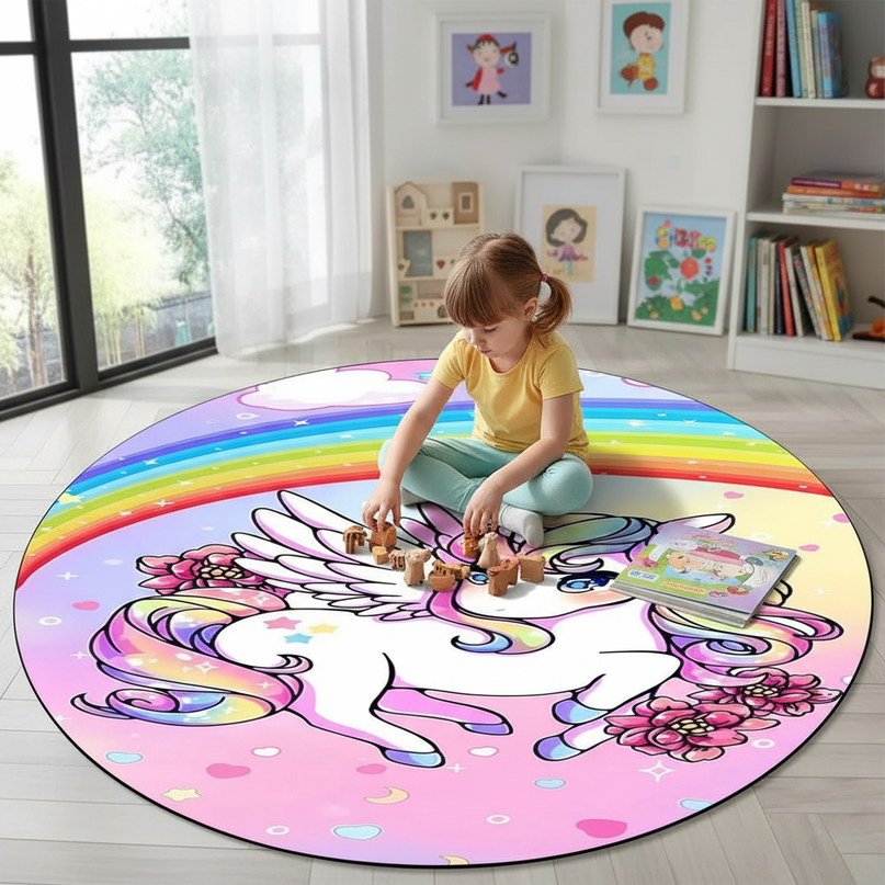 anime unicorn rug - in-use