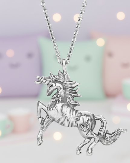 antique unicorn necklace - lifestyle