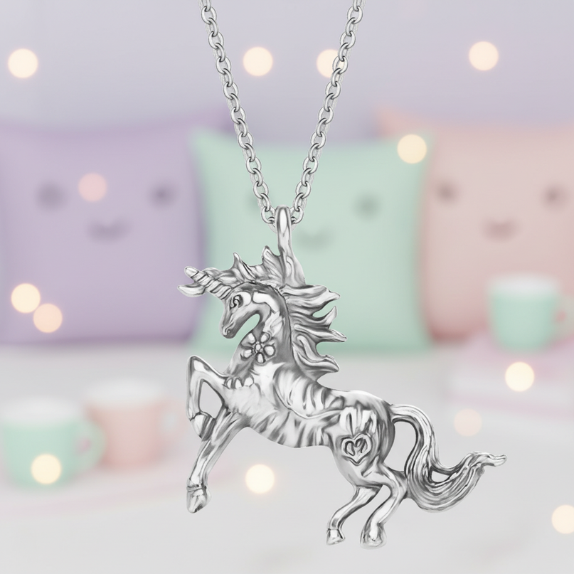 antique unicorn necklace - lifestyle