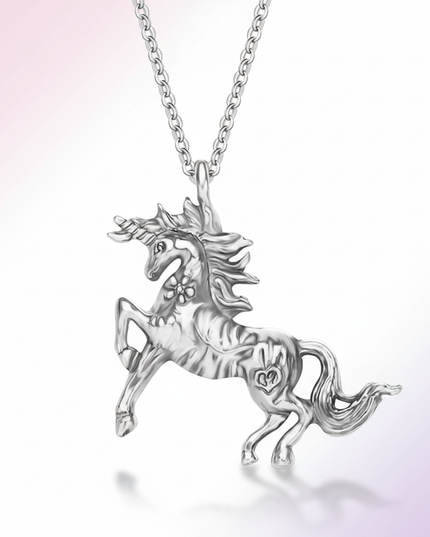 antique unicorn necklace - white-bg