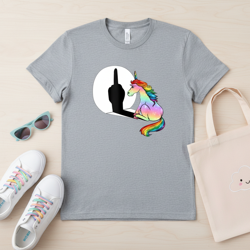 aqua unicorn shirt - flat-lay