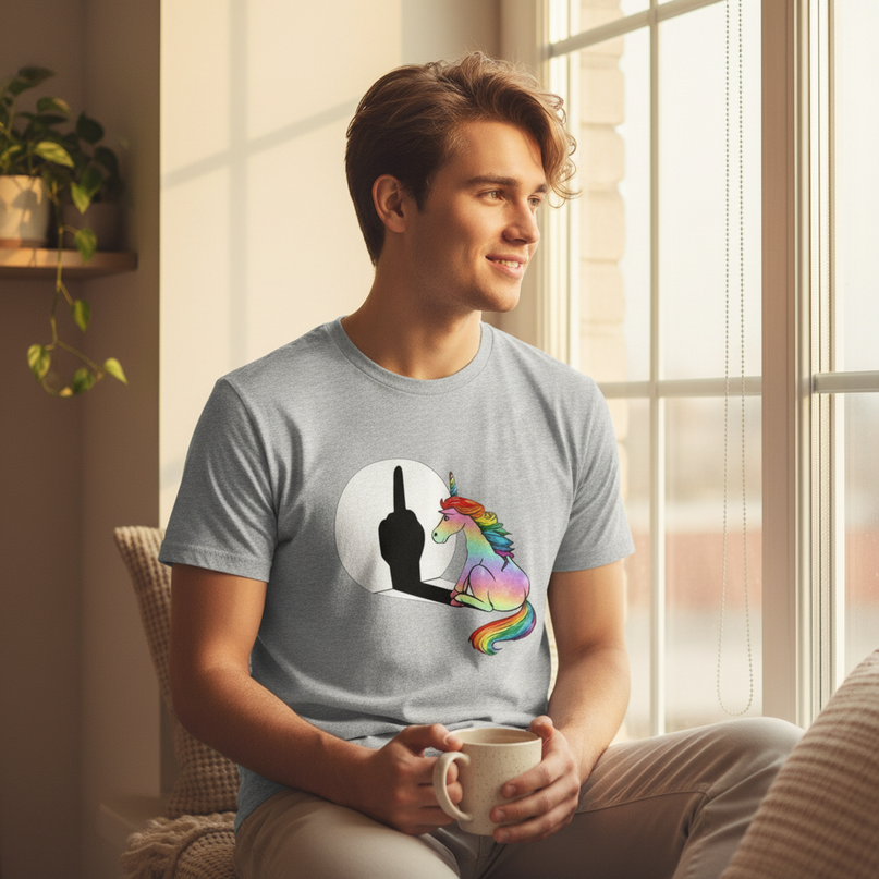 aqua unicorn shirt - in-use