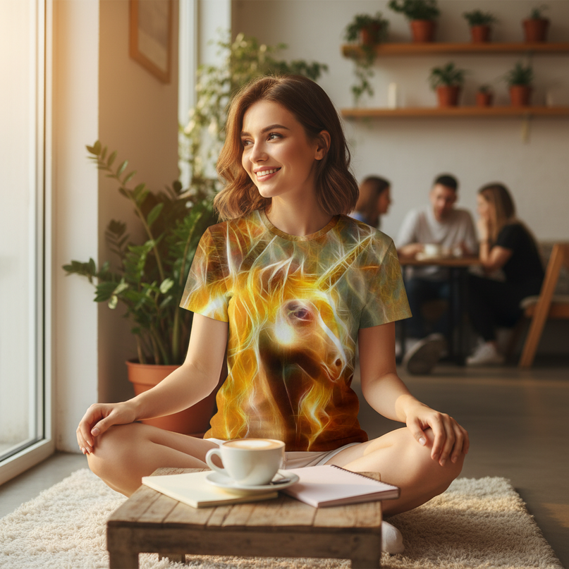 artistic unicorn shirt - in-use