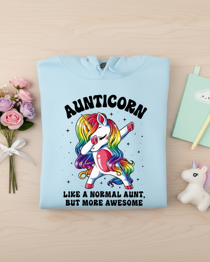 aunt unicorn dabbing hoodie - flat-lay