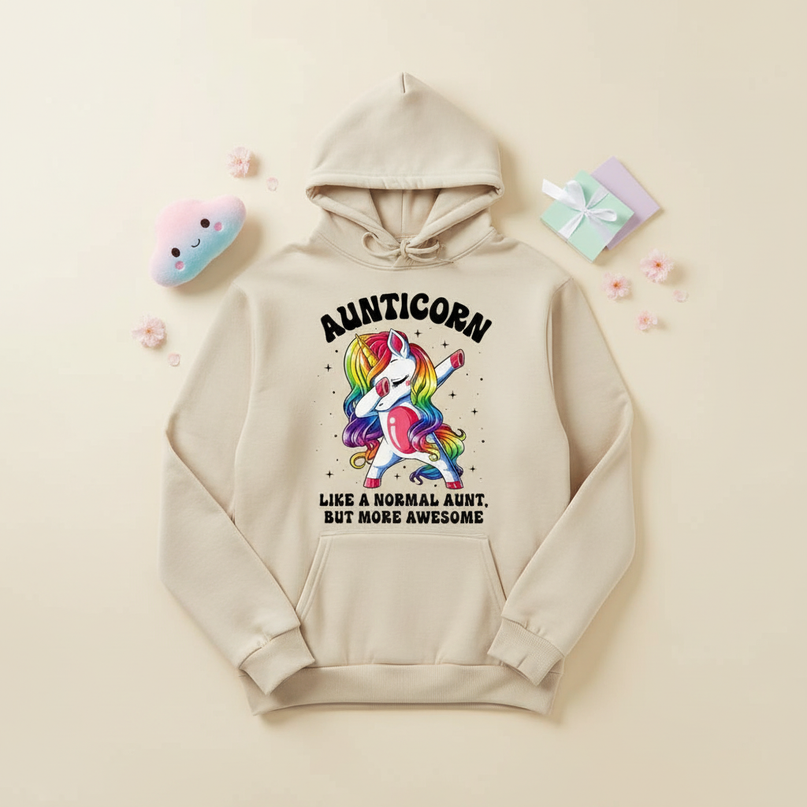 aunticorn hoodie for women - flat-lay