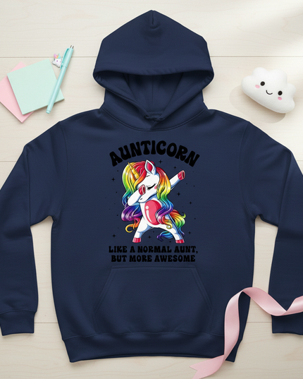 aunticorn pullover hoodie - flat-lay