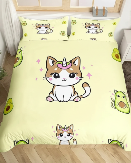 avocado caticorn bedding - lifestyle