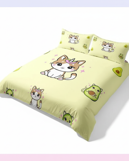 avocado caticorn bedding - white-bg