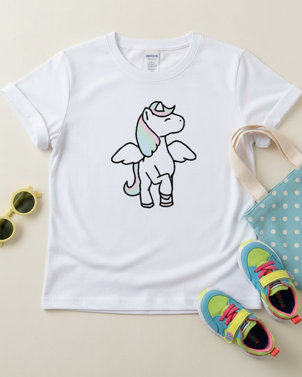 baby blue unicorn shirt - flat-lay