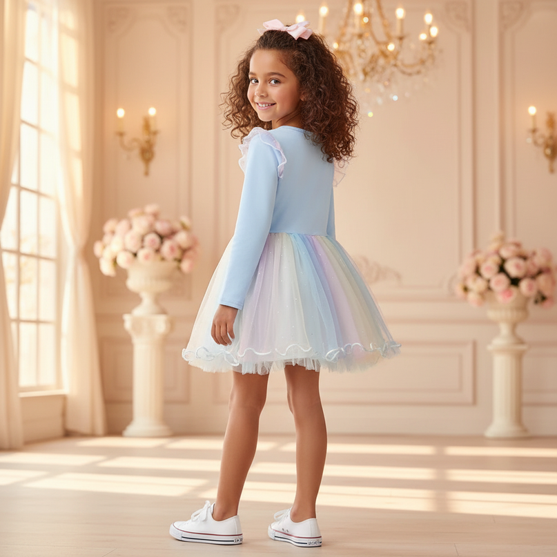 baby blue unicorn tutu dress - back