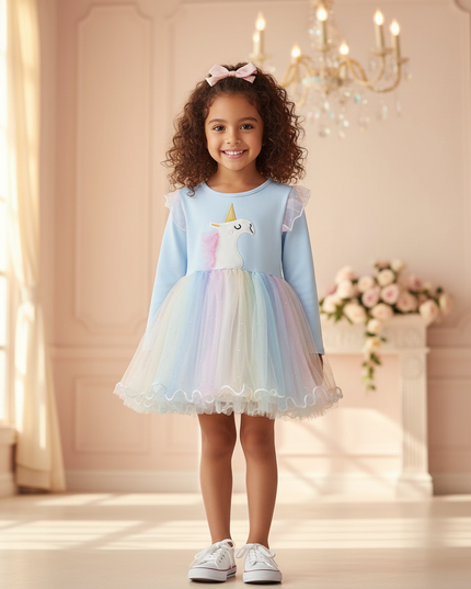 baby blue unicorn tutu dress - detail