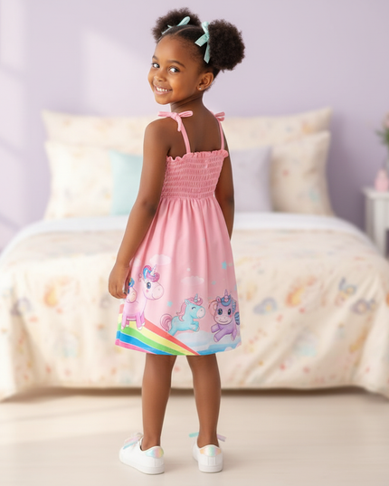 baby girl unicorn strap dress - back
