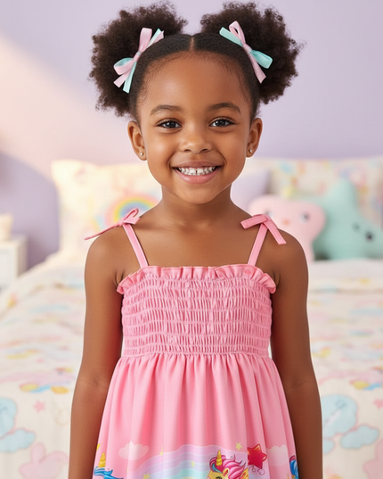 baby girl unicorn strap dress - detail