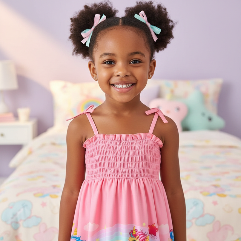 baby girl unicorn strap dress - detail