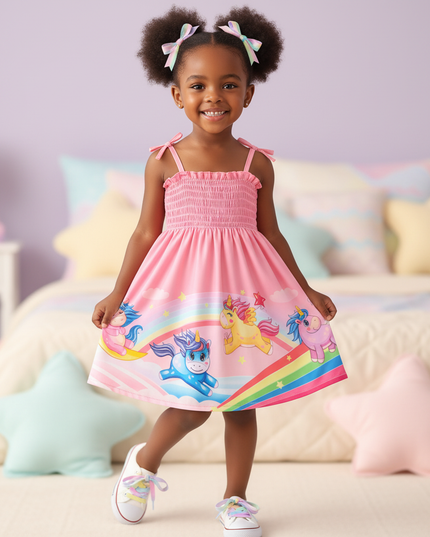baby girl unicorn strap dress - front