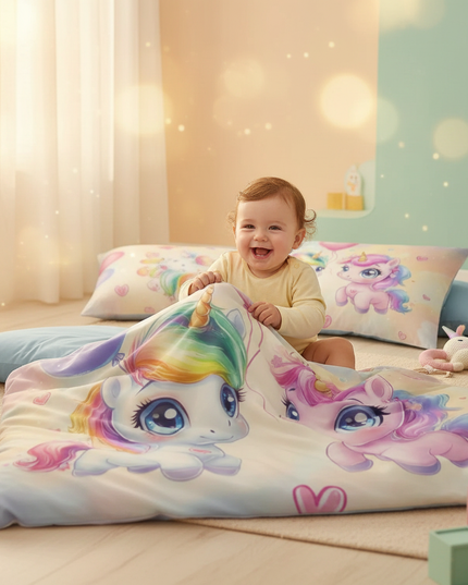 baby twin unicorn bedding - in-use