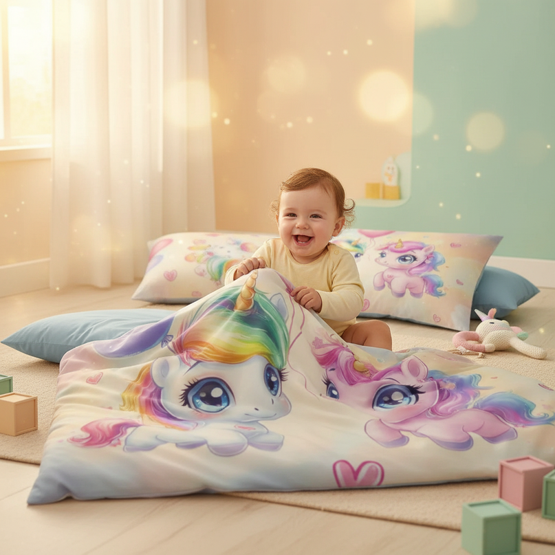 baby twin unicorn bedding - in-use