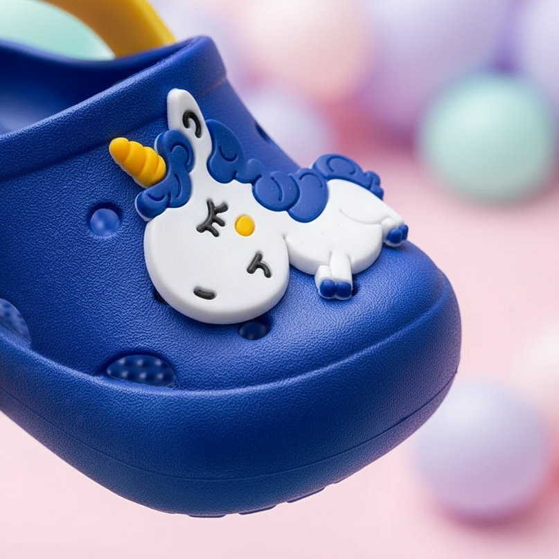 baby unicorn clogs - detail