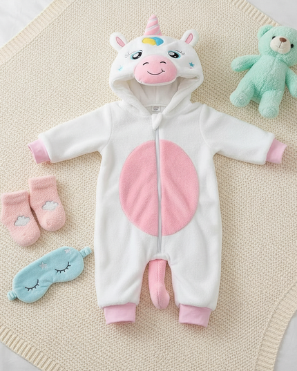 baby unicorn onesie - flat-lay