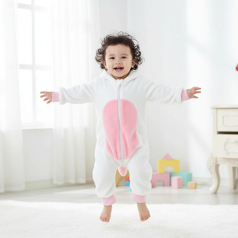 baby unicorn onesie - in-use