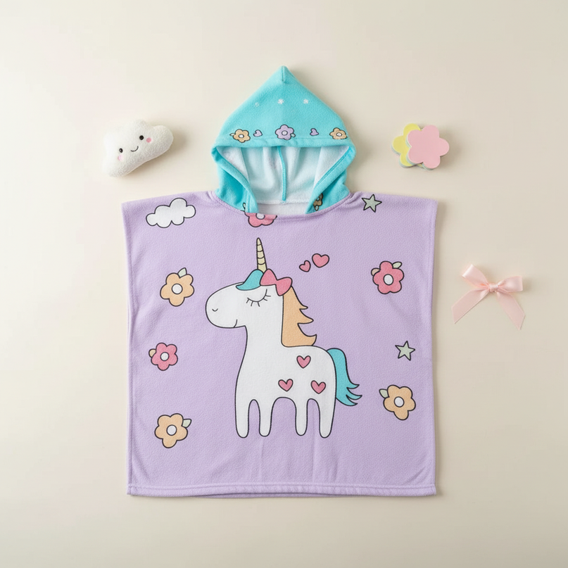 baby unicorn robe - flat-lay