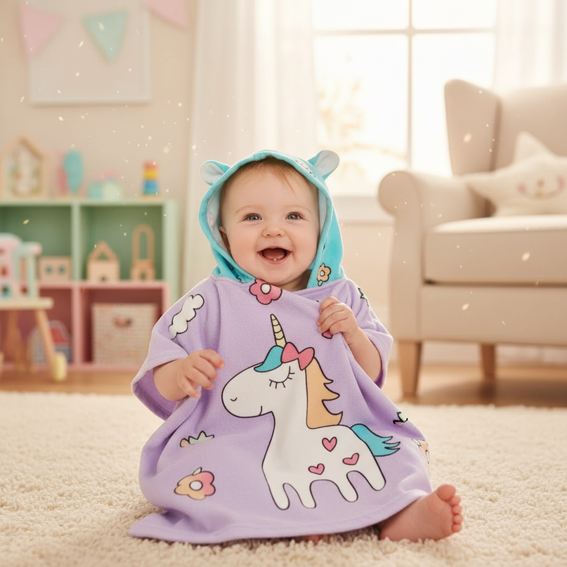 baby unicorn robe - in-use