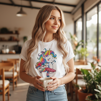 ballerina unicorn shirt - in-use