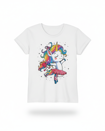 ballerina unicorn shirt - white-bg
