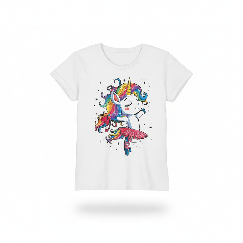 ballerina unicorn shirt - white-bg