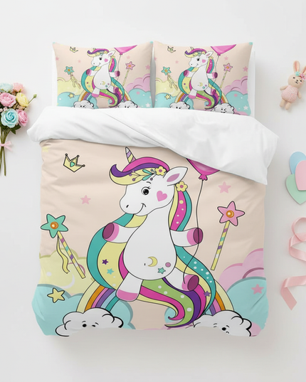 balloon unicorn bedding - flat-lay