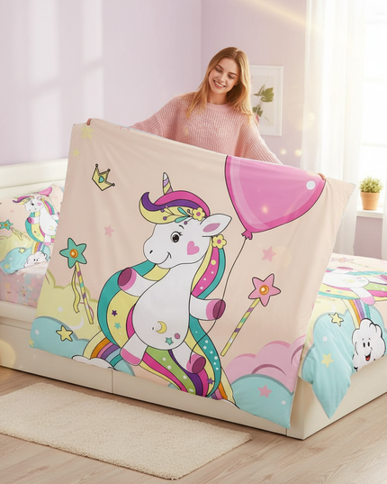balloon unicorn bedding - in-use