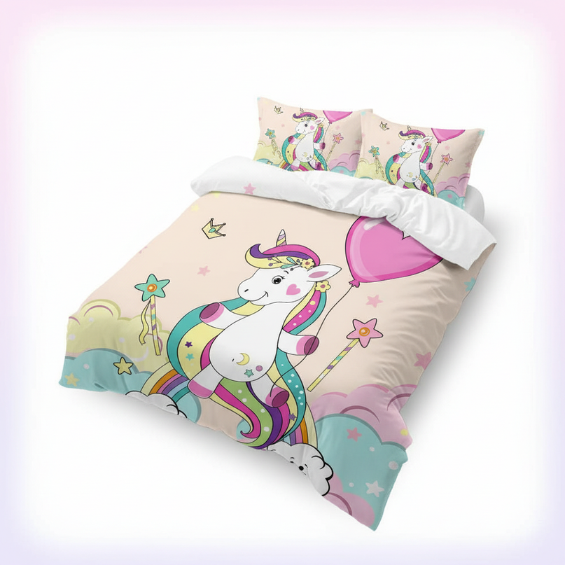 balloon unicorn bedding - white-bg