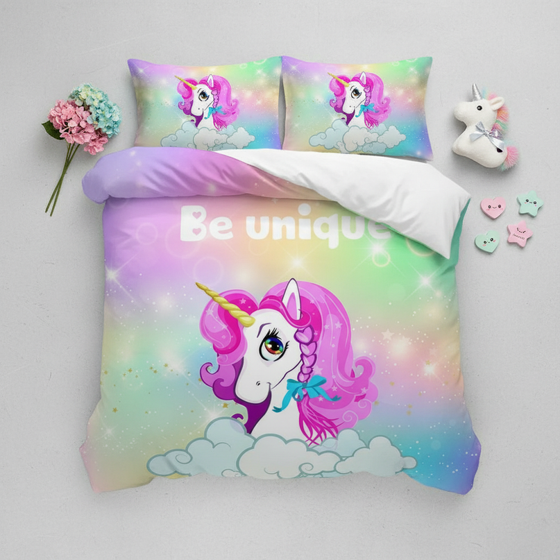 be unique unicorn bedding - flat-lay