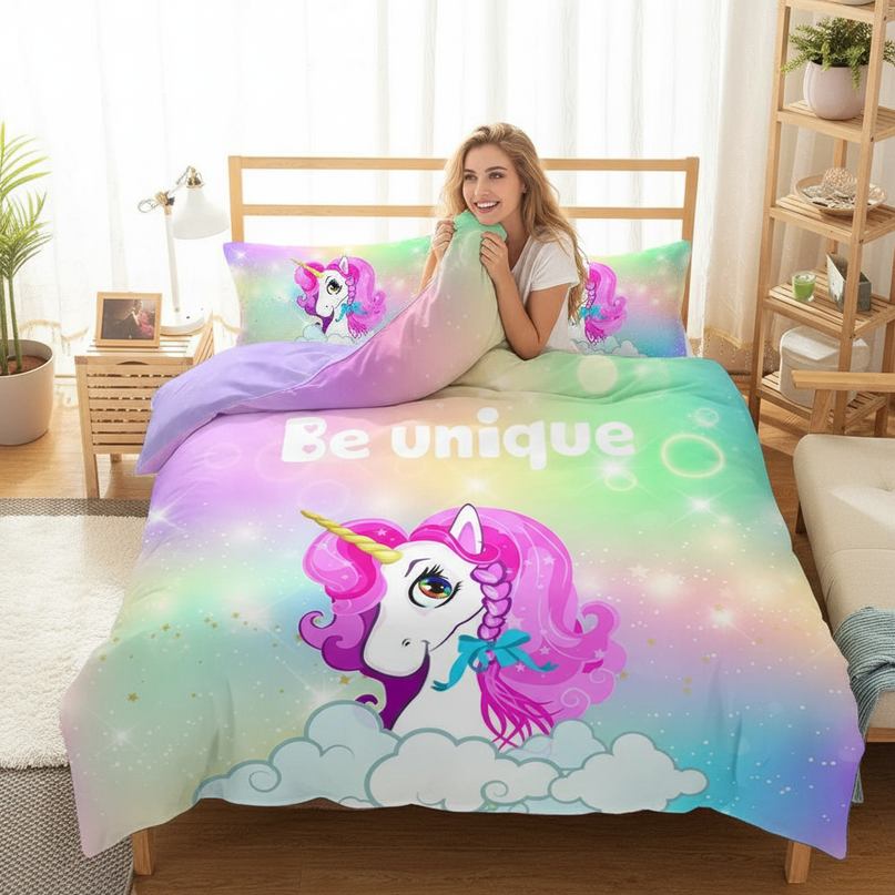 be unique unicorn bedding - in-use