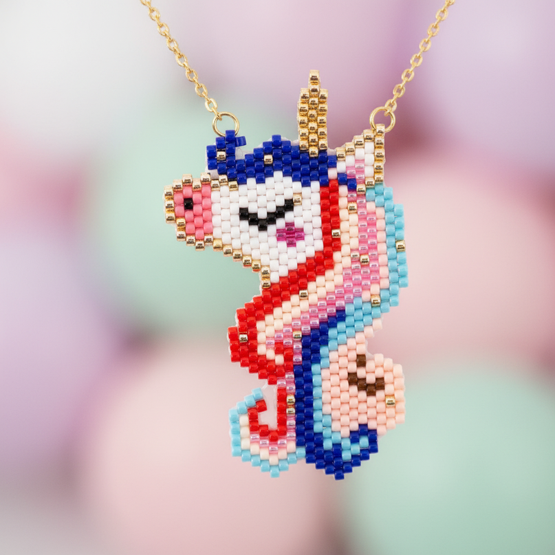 beaded unicorn necklace - detail