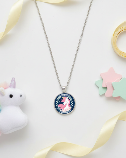 beautiful unicorn necklace - flat-lay