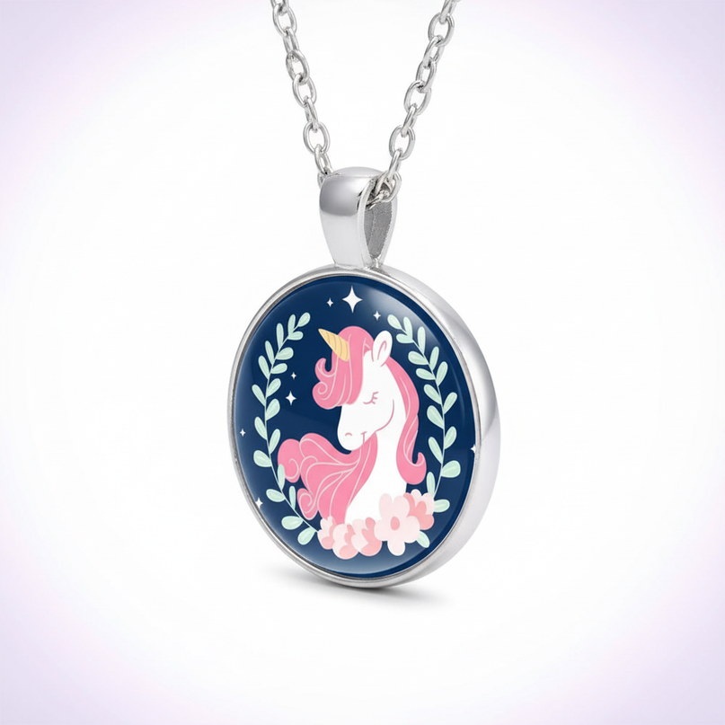 beautiful unicorn necklace - white-bg