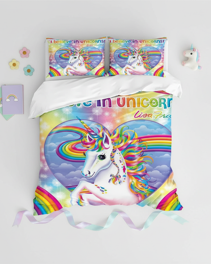 believe in unicorns bedding - flat-lay