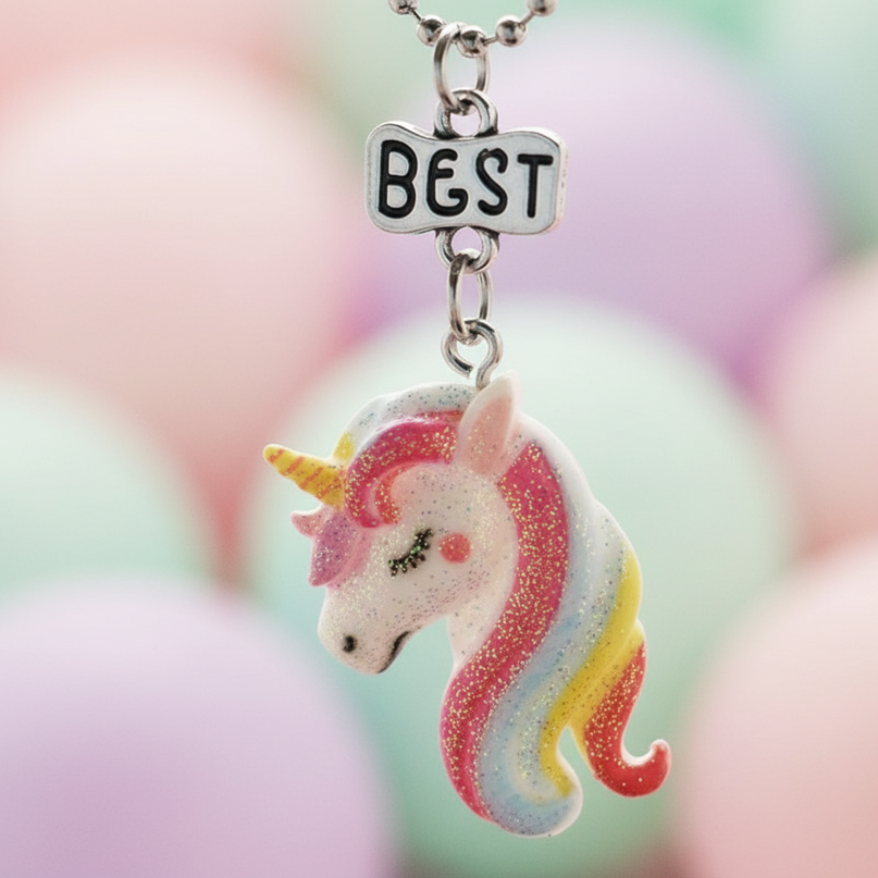 bff unicorn necklaces - detail