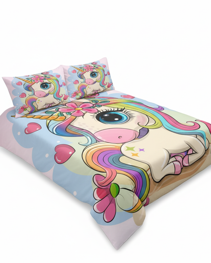 big cartoon sitting unicorn bedding - white-bg