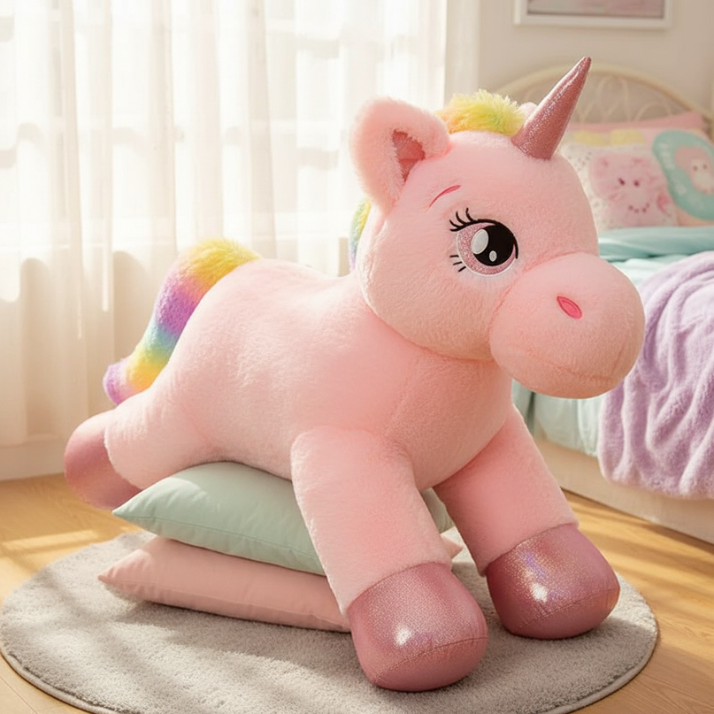 big fluffy unicorn stuffed animal - lifestyle
